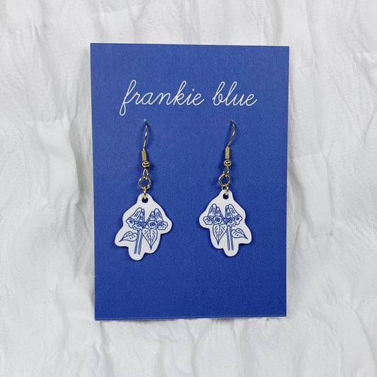 Handmade Virginia Bluebell Flower Earrings – Acrylic Jewelry with Hypoallergenic Stainless Steel Hooks