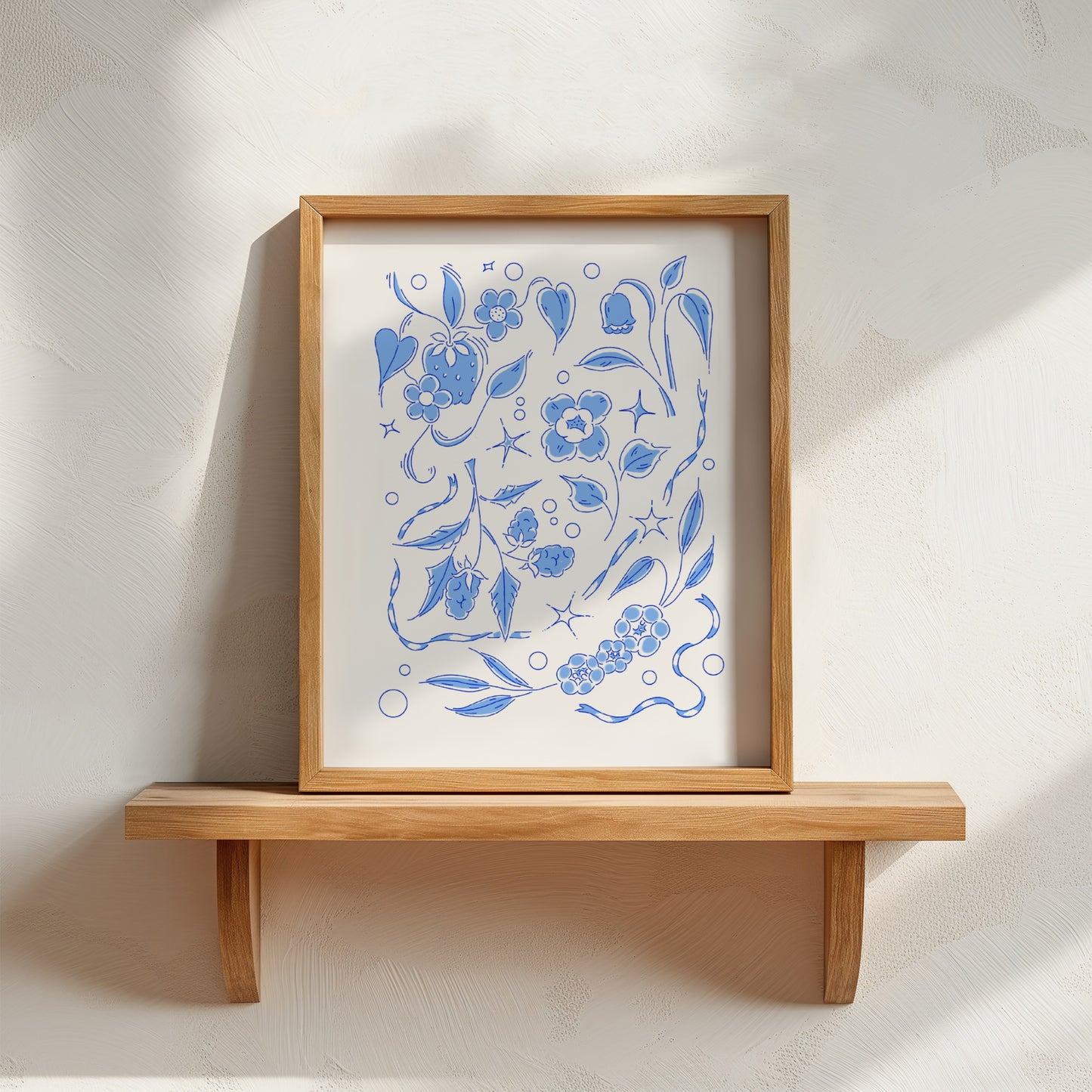 Whimsical Blue Floral Art Print